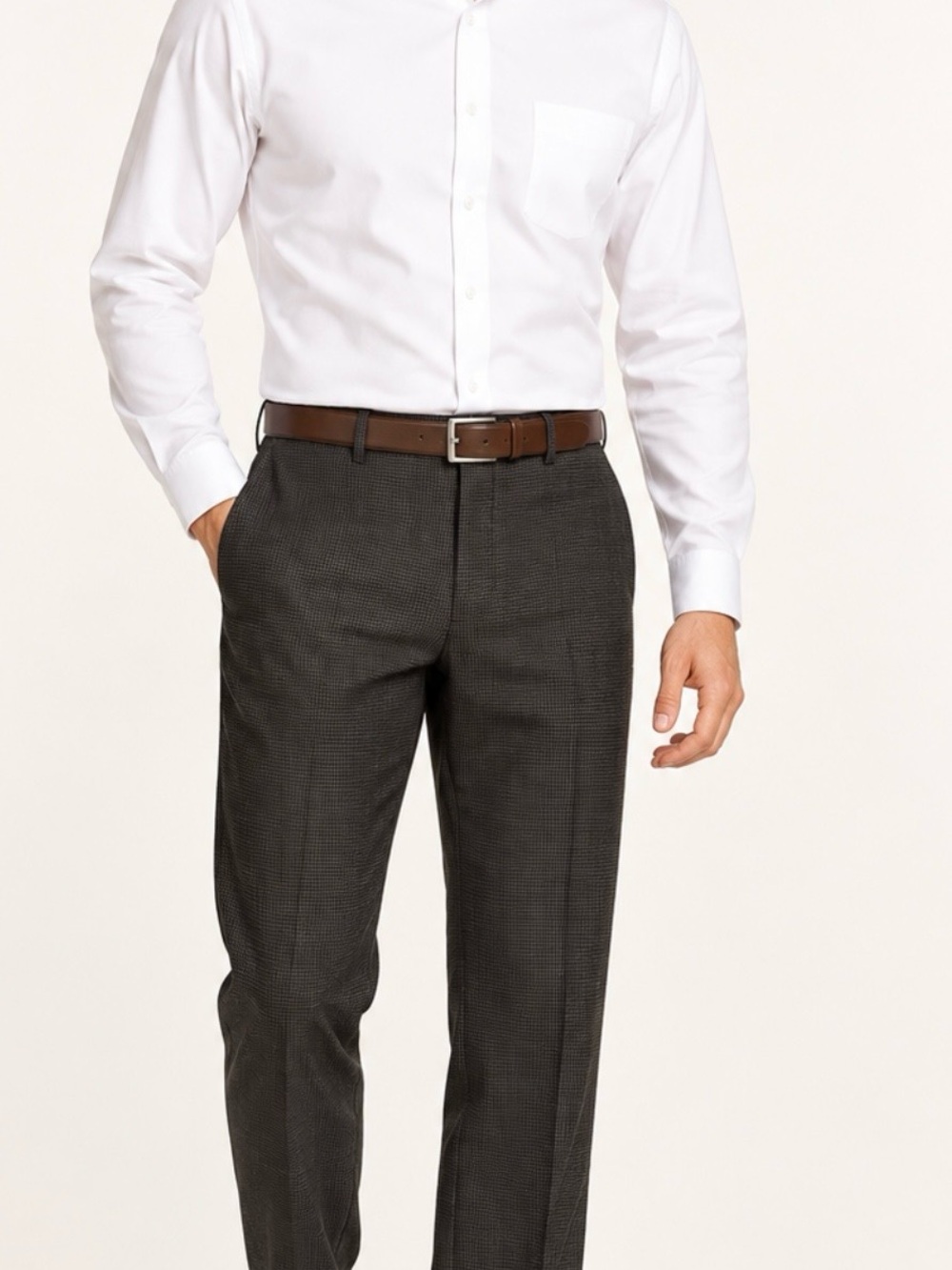 Ballin Comfort-EZE Men’s Size 40 Wool Dress Pants Brown Micro Check Canada